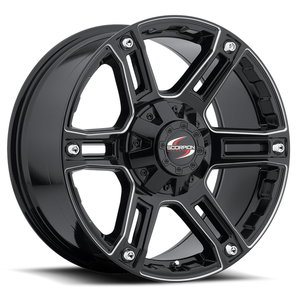 SC08 Black Milled Scorpion Center Cap - VCTCenterCaps